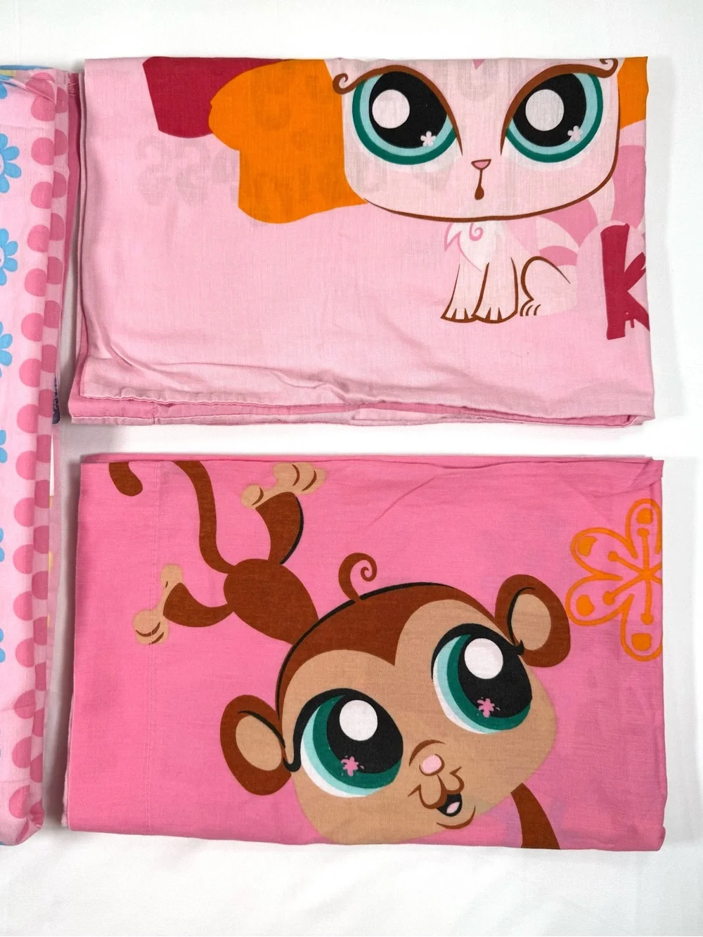 VINTAGE LPS Littlest Pet Shop Full Flat Sheet 2 Standard Pillowcases 2009 Rare